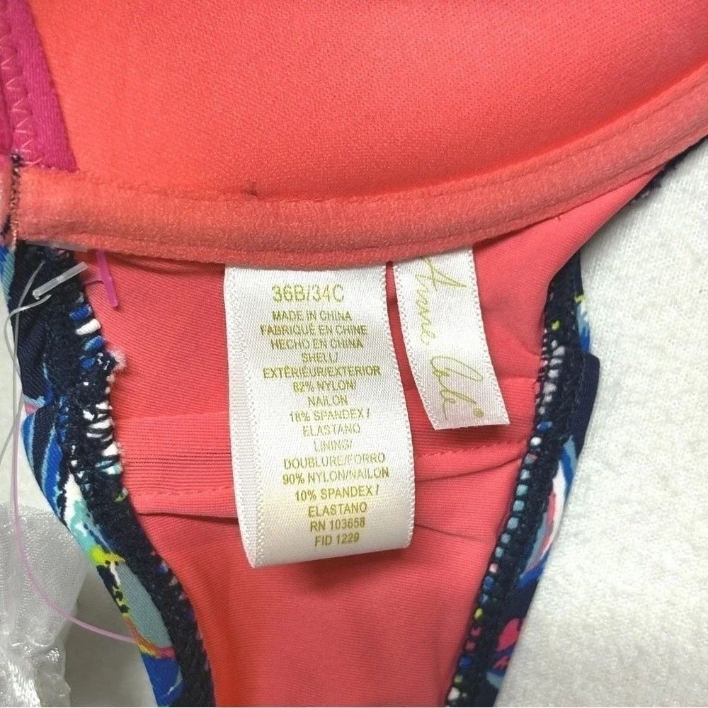 NWT Anne Cole Bandeau Bikini Top Padded Holiday Paisley‎ Colorful Womens 36B/34C